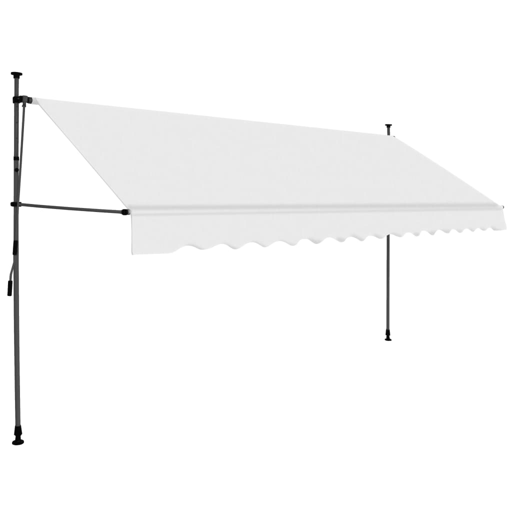 Copertina retractabila manual cu LED, vidaXL, Poliester, 400 x 120 x (200-300) cm, Crem