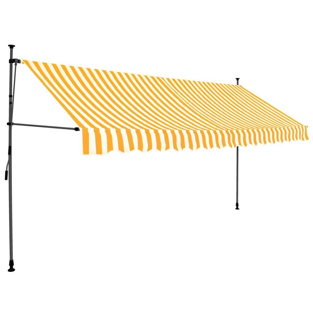Copertina retractabila manual cu LED, vidaXL, Poliester, 400 x 120 x (200-300) cm, Alb/Portocaliu