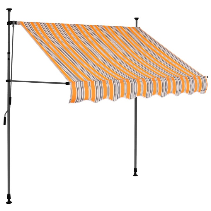 Тента vidaXL Ръчно прибираща се, Покритие с LED, Полиестер, 200 x 120 x (200-300) cm, Многоцветен