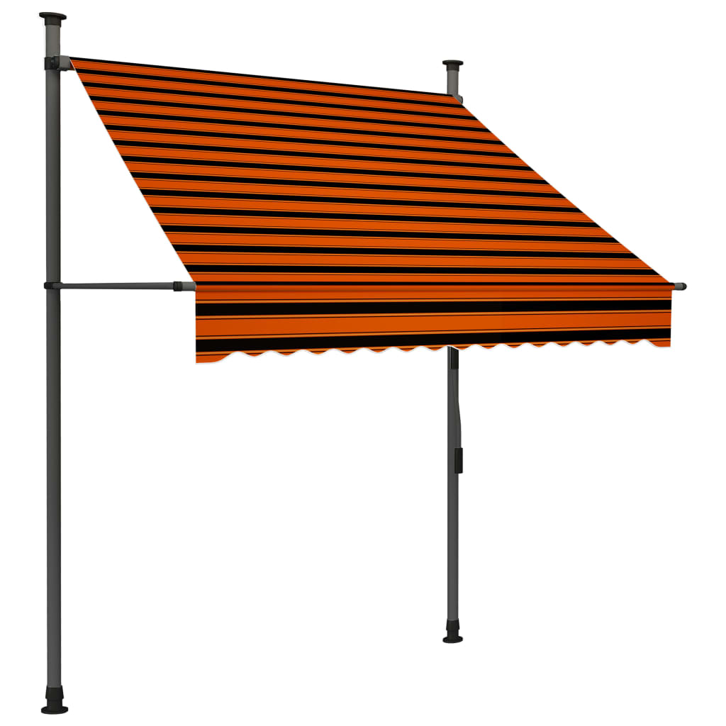 Copertina retractabila manual cu LED, vidaXL, Poliester, 150 x 120 x (200-300) cm, Portocaliu/Negru