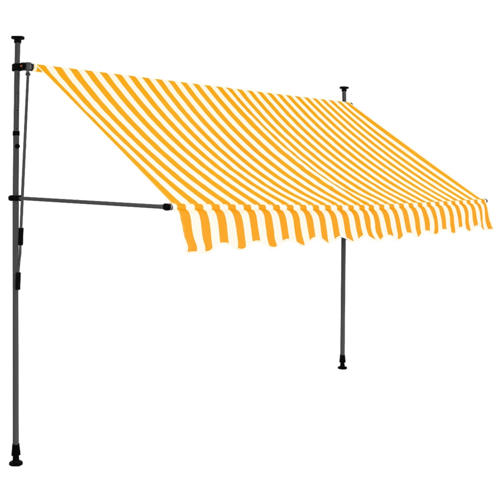 Copertina retractabila manual cu LED, vidaXL, Poliester, 250 x 120 x (200-300) cm, Alb/Portocaliu