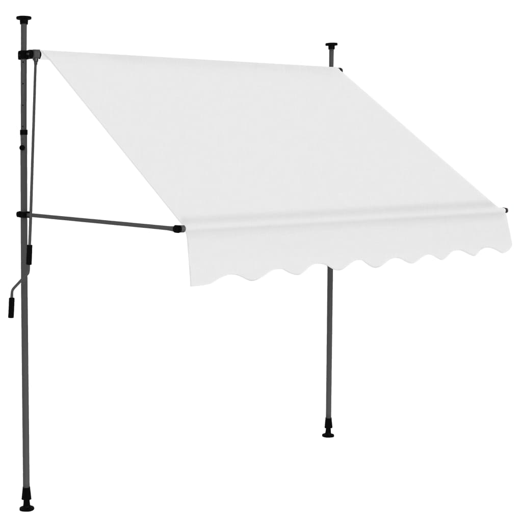 Copertina retractabila manual cu LED, vidaXL, Poliester, 200 x 120 x (200-300) cm, Crem