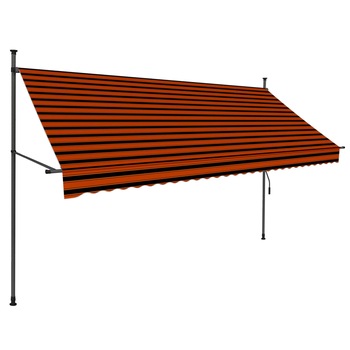Copertina retractabila manual cu LED, vidaXL, Poliester, 300 x 120 x (200-300) cm, Portocaliu/Negru Copertina retractabila manual cu LED, vidaXL, Poliester, 300 x 120 x (200-300) cm, Portocaliu/Negru