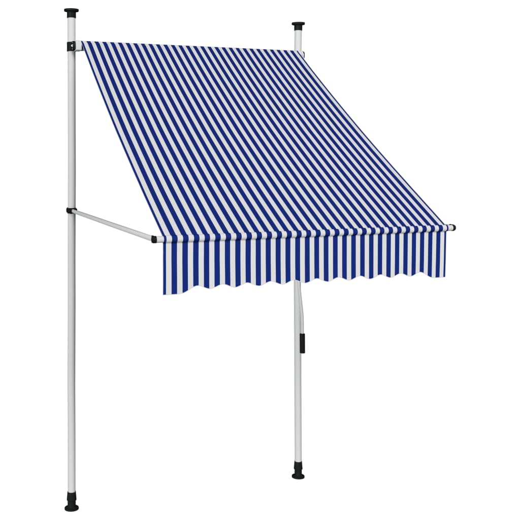 Copertina retractabila manual, dungi albastru si alb, 100 cm 145829