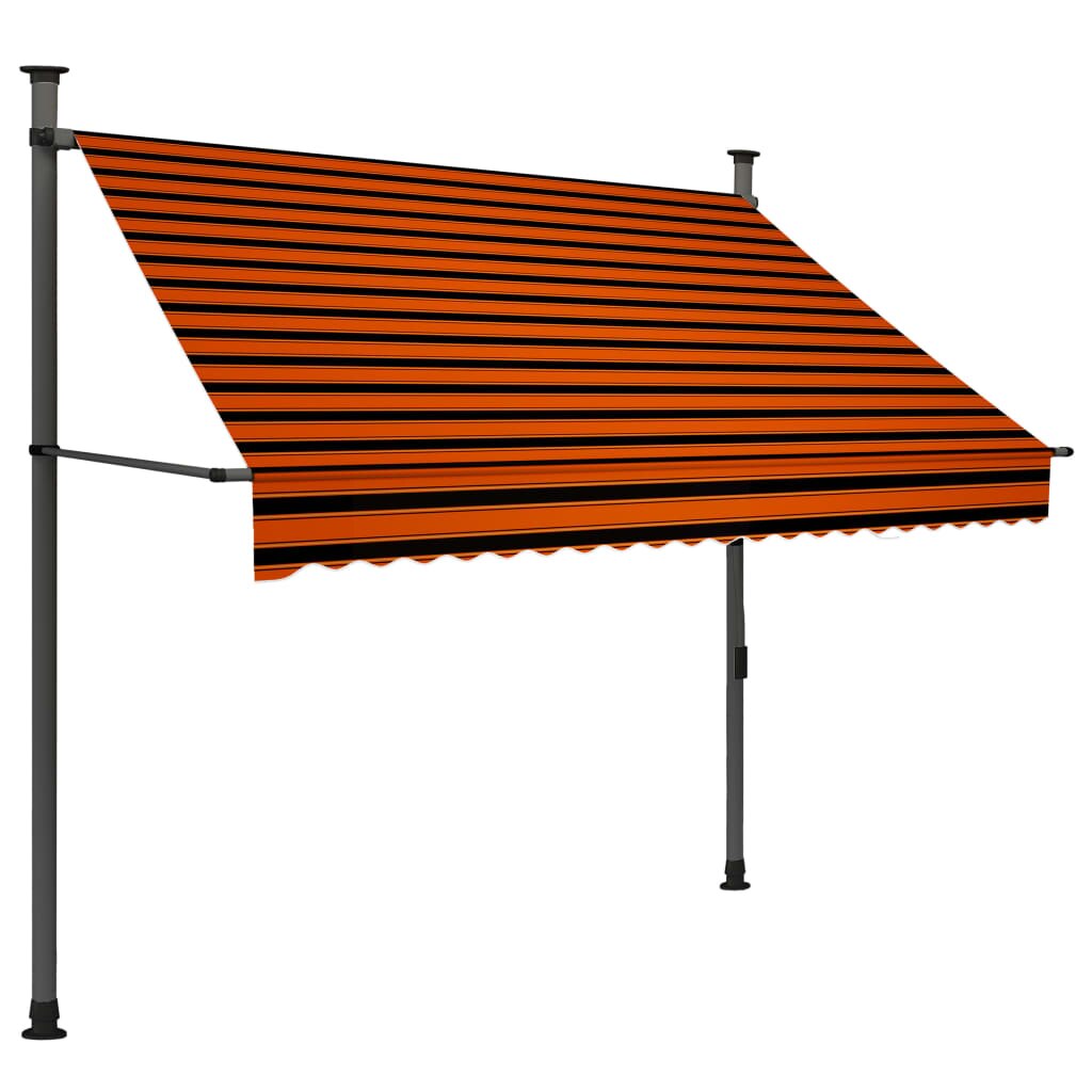 Copertina retractabila manual cu LED, vidaXL, Poliester, 200 x 120 x (200-300) cm, Portocaliu/Negru