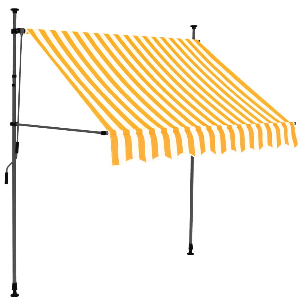 Copertina retractabila manual cu LED, vidaXL, Poliester, 150 x 120 x (200-300) cm, Alb/Portocaliu