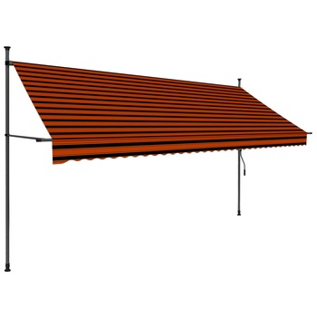 Copertina retractabila manual cu LED, vidaXL, Poliester, 350 x 120 x (200-300) cm, Portocaliu/Negru Copertina retractabila manual cu LED, vidaXL, Poliester, 350 x 120 x (200-300) cm, Portocaliu/Negru
