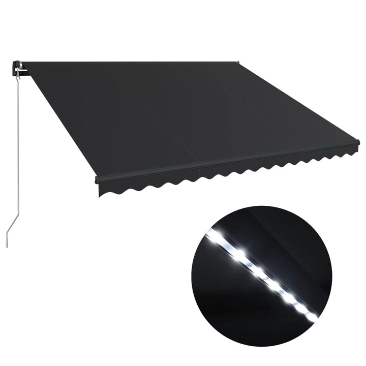 vidaXL antracitszürke kézzel kihúzható LED-es napellenző 450 x 300 cm 3051246