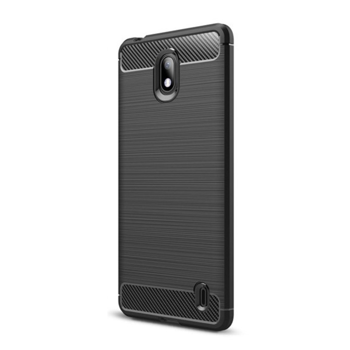 Mobiltelefon tok, kompatibilis, Nokia 1 Plus Gigapack szilikon telefonvédő (ütésállóság, légpárnás sarok, szálcsiszolt, karbon minta) fekete, gigapack csomagolás