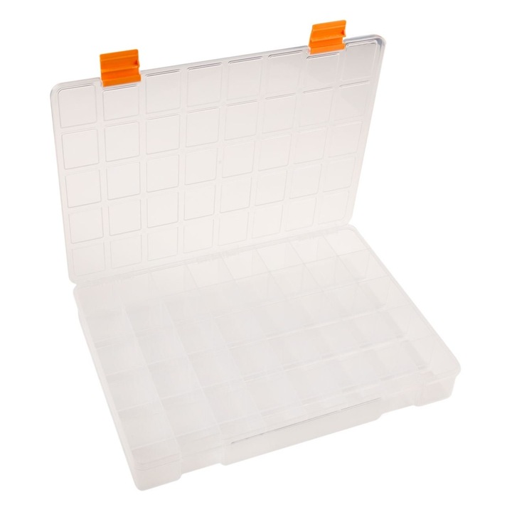 Műanyag doboz 40 rekesszel, DecorCasa, 38 x 28,5 x 5,5 cm