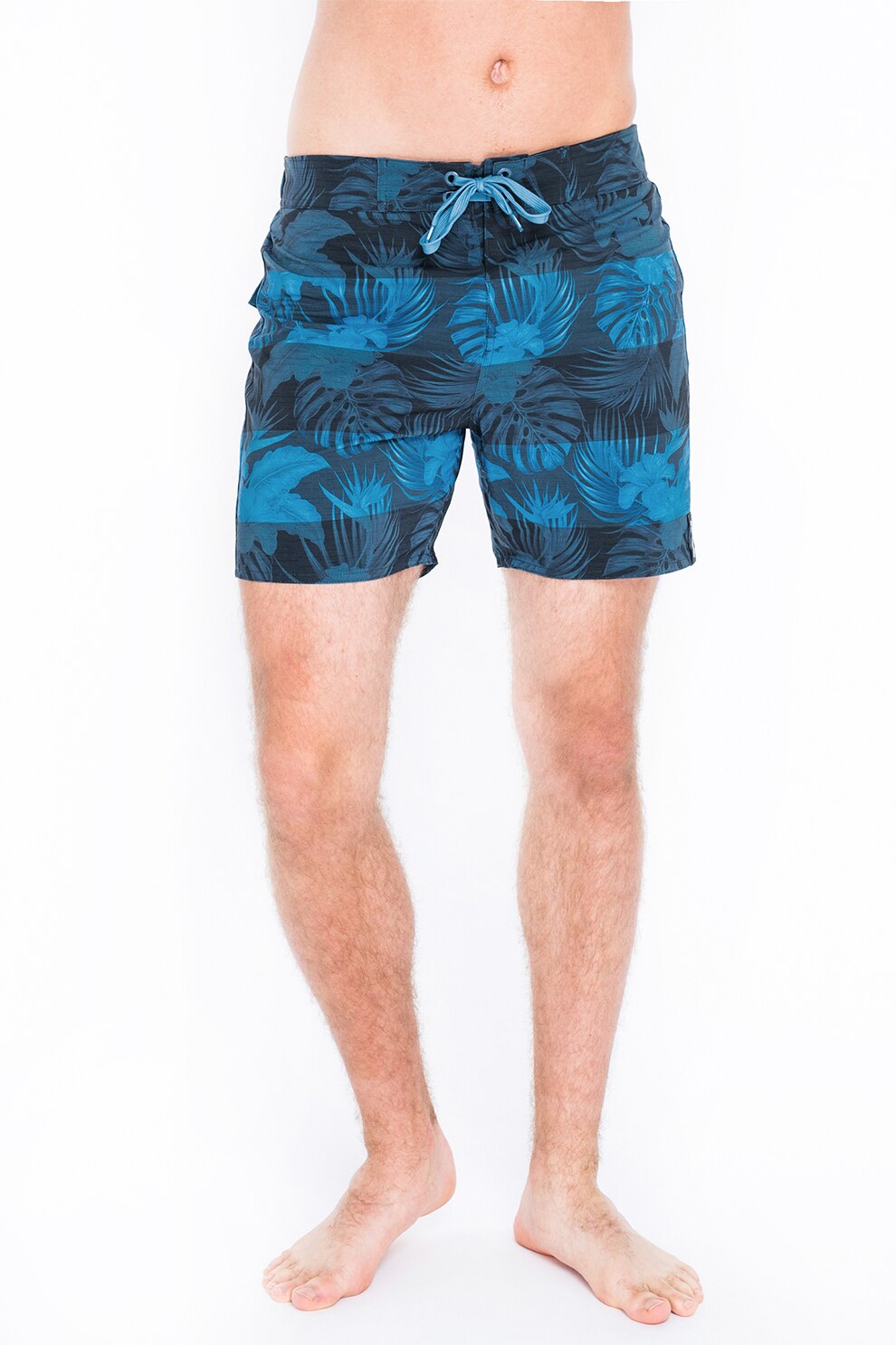 Fundango, Pantaloni scurti de baie cu model si snur de ajustare in talie Salimu, Albastru