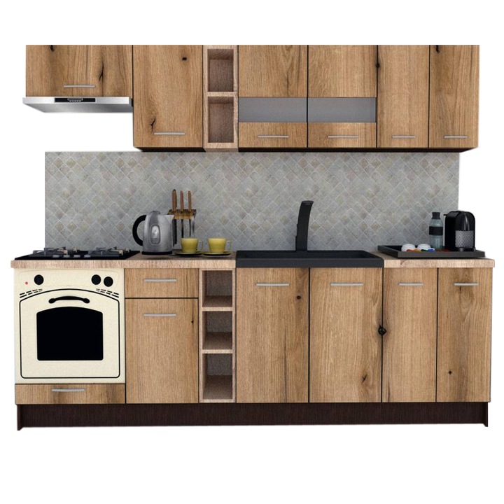 Set Bucatarie Marina New 260, Wenge / Decor K365, 260 x 195-230 x 60 cm
