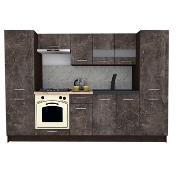 Set Bucatarie Marina New 280 A, Wenge / Decor 4299, 280 x 195,5 x 60 cm Set Bucatarie Marina New 280 A, Wenge / Decor 4299, 280 x 195,5 x 60 cm