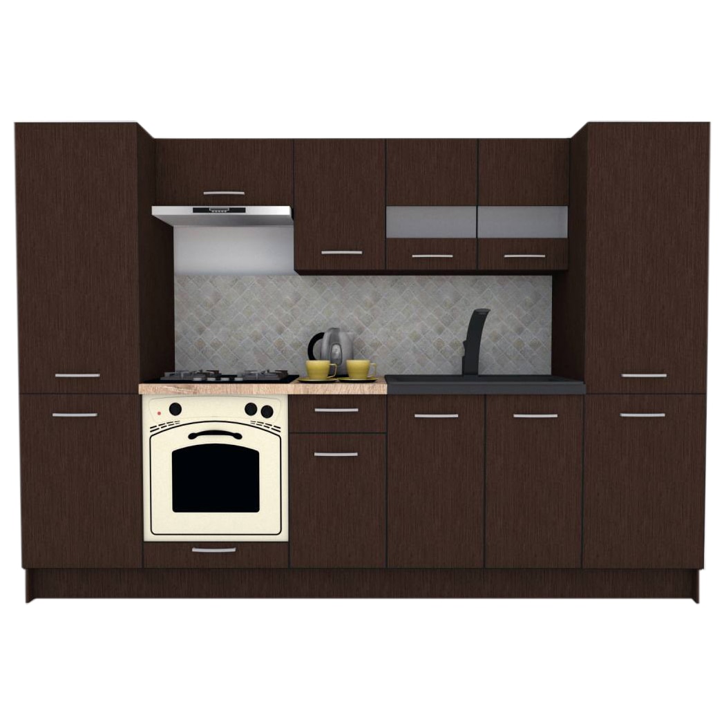 Set Bucatarie Marina New 280 A, Wenge / Decor 8548, 280 x 195,5 x 60 cm