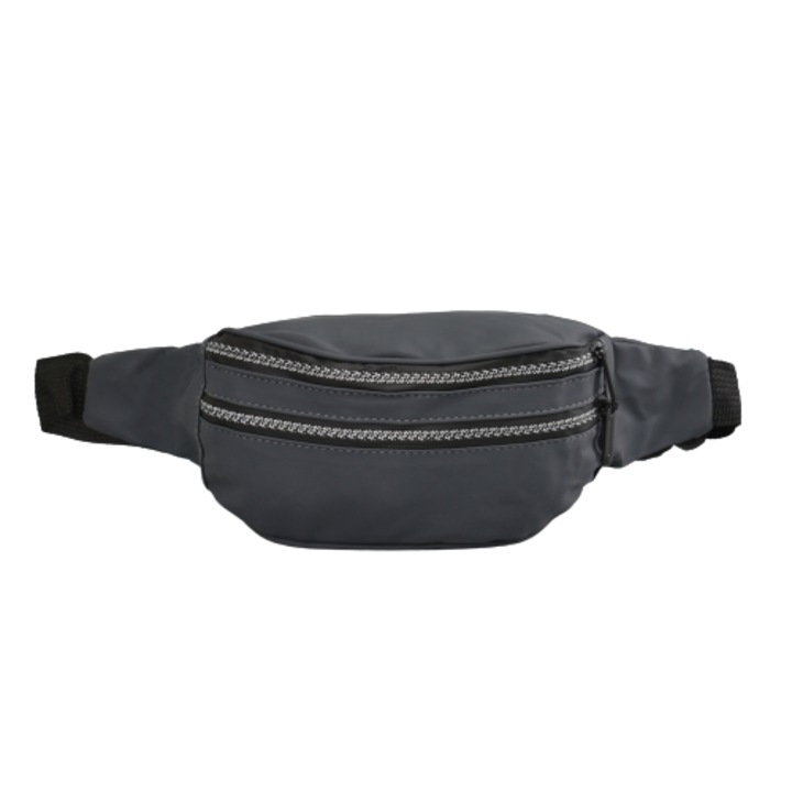 Geanta crossbody dama, Piele ecologica, 27x11x8 cm, Gri