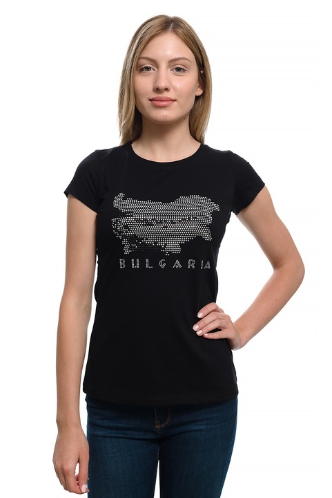 Női póló Printex, Bulgária, Térkép, Kristályok, Fekete