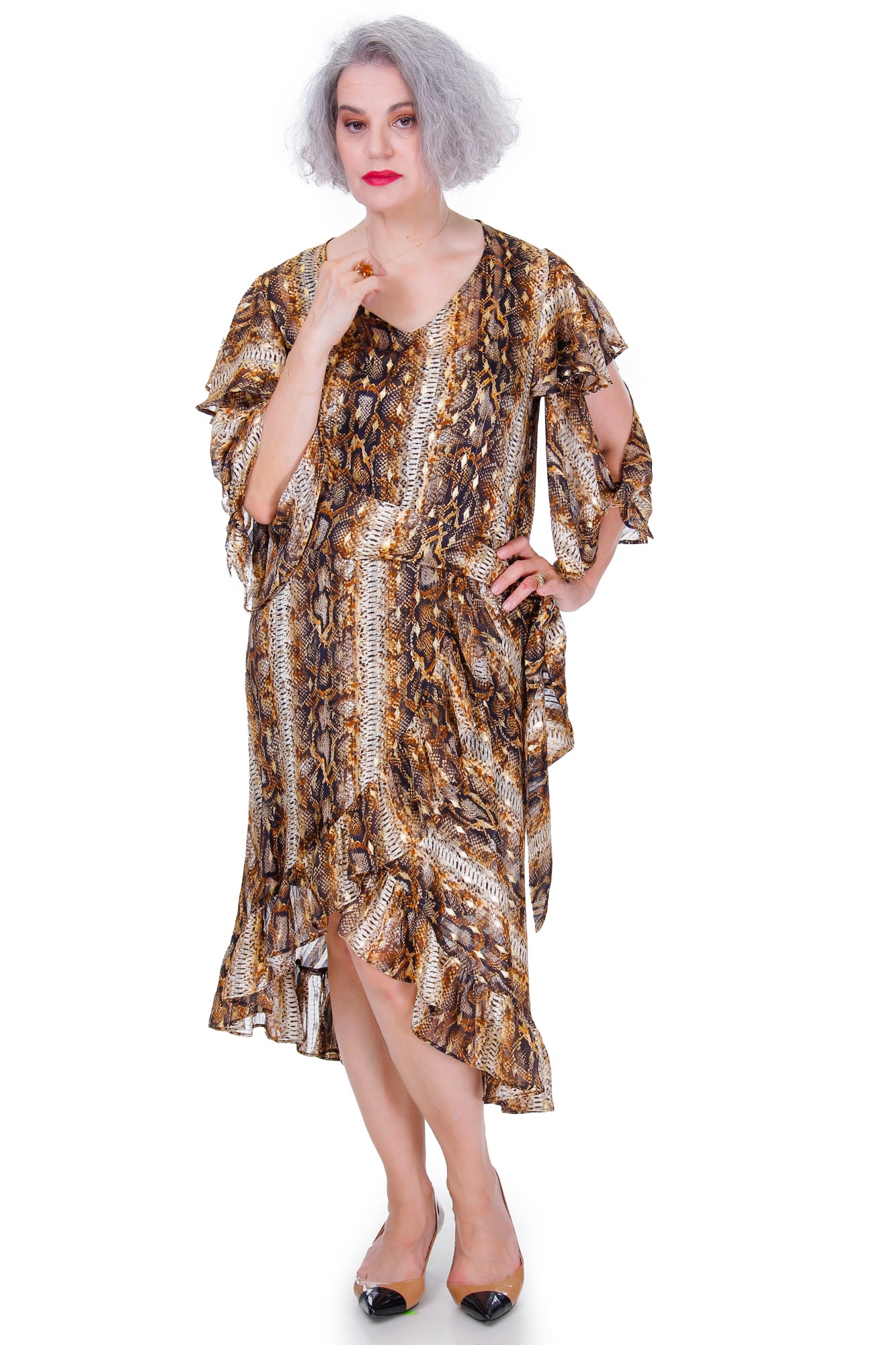 Rochie voal tigrat, Liza Panait, multicolor, R2316