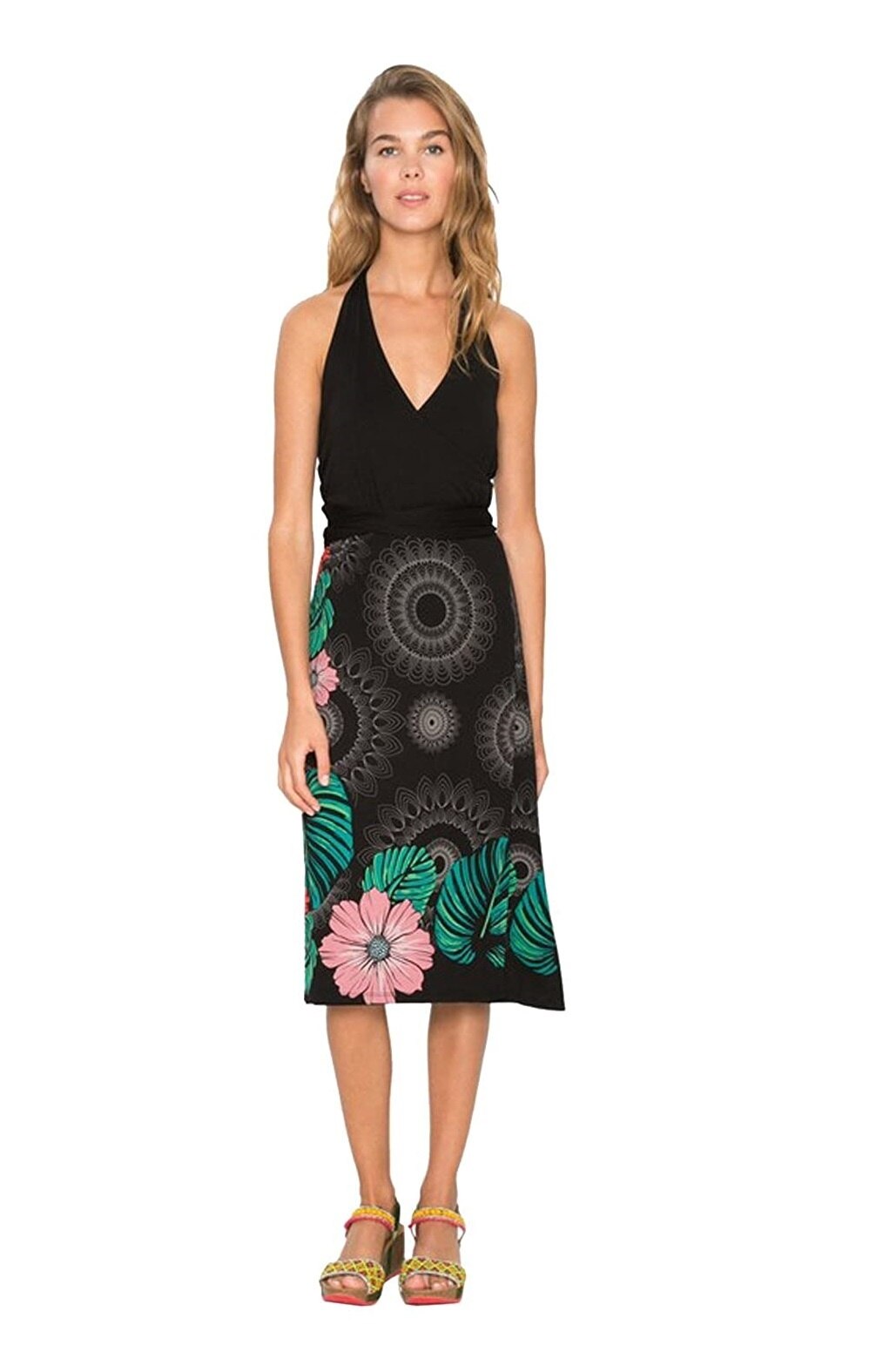 Rochie, Desigual 75V21C3, Negru/Verde, Negru/Verde