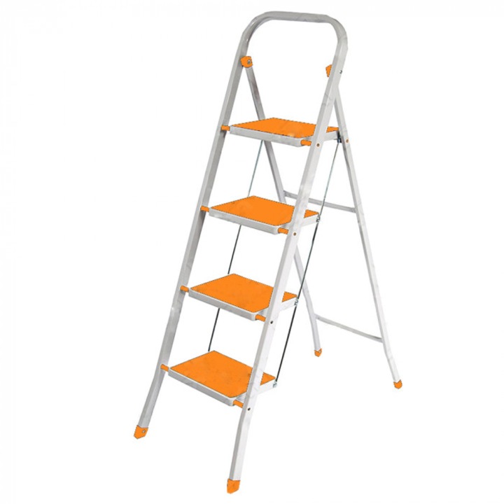 Домакинска метална стълба PSDS, Четири стъпала,150 кг