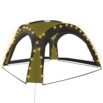 Pavilion cort de petrecere cu LED si 4 pereti laterali vidaXL, Tesatura, 360 x 360 x 230 cm, Verde Pavilion cort de petrecere cu LED si 4 pereti laterali vidaXL, Tesatura, 360 x 360 x 230 cm, Verde