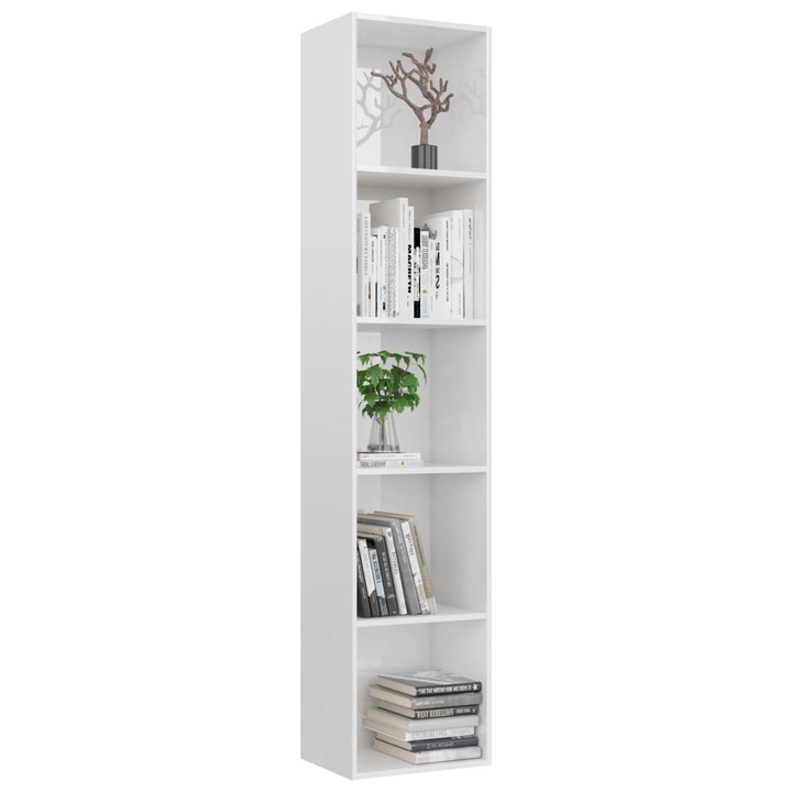Biblioteca vidaXL, PAL extralucios, 40 x 30 x 189 cm, Alb