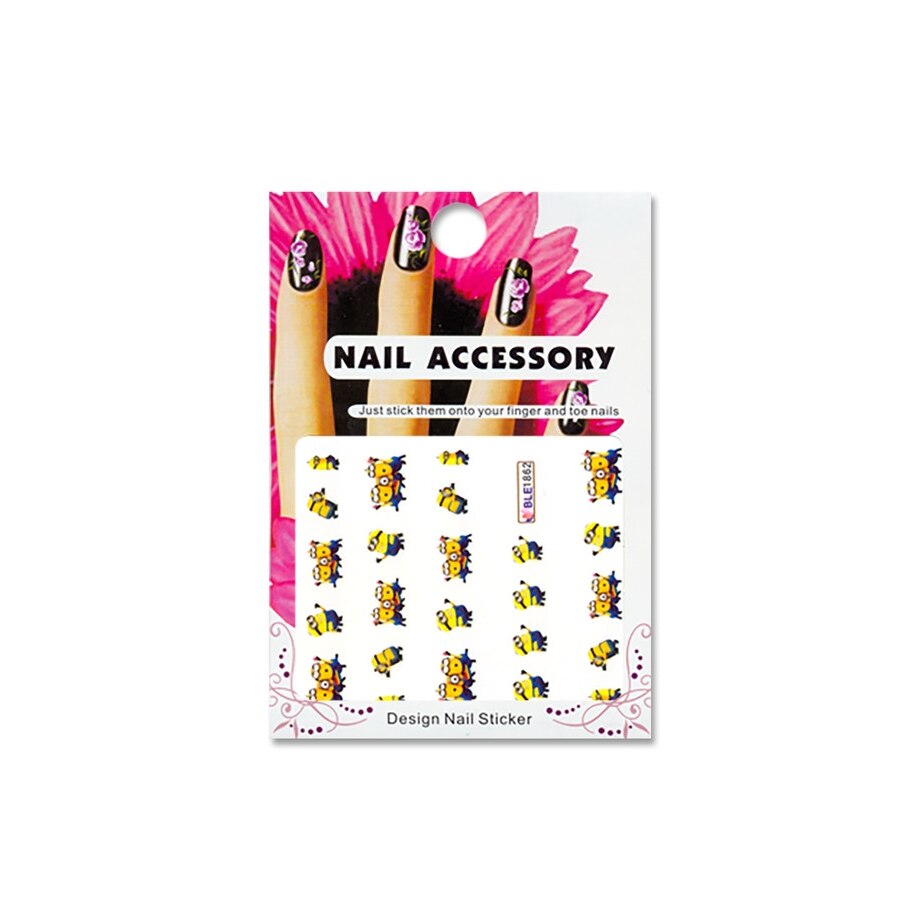 Tatuaj sticker cu efect acrilic pentru decor unghii BLE-1862, MoonbasaNails, Multicolor