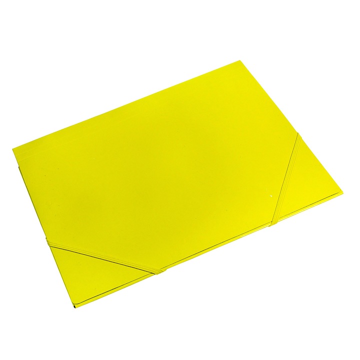 Mapa A4, din carton plastifiat de 350 gr, cu elastic pe colturi, galbena