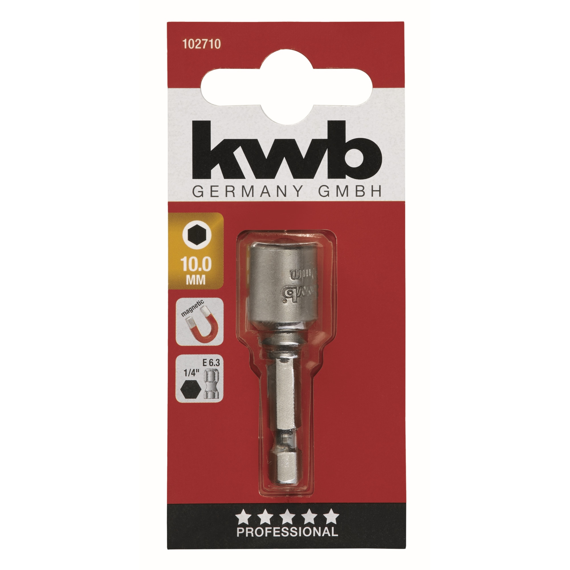 Bit tubular KWB magnetic 10 mm, hex 1/4