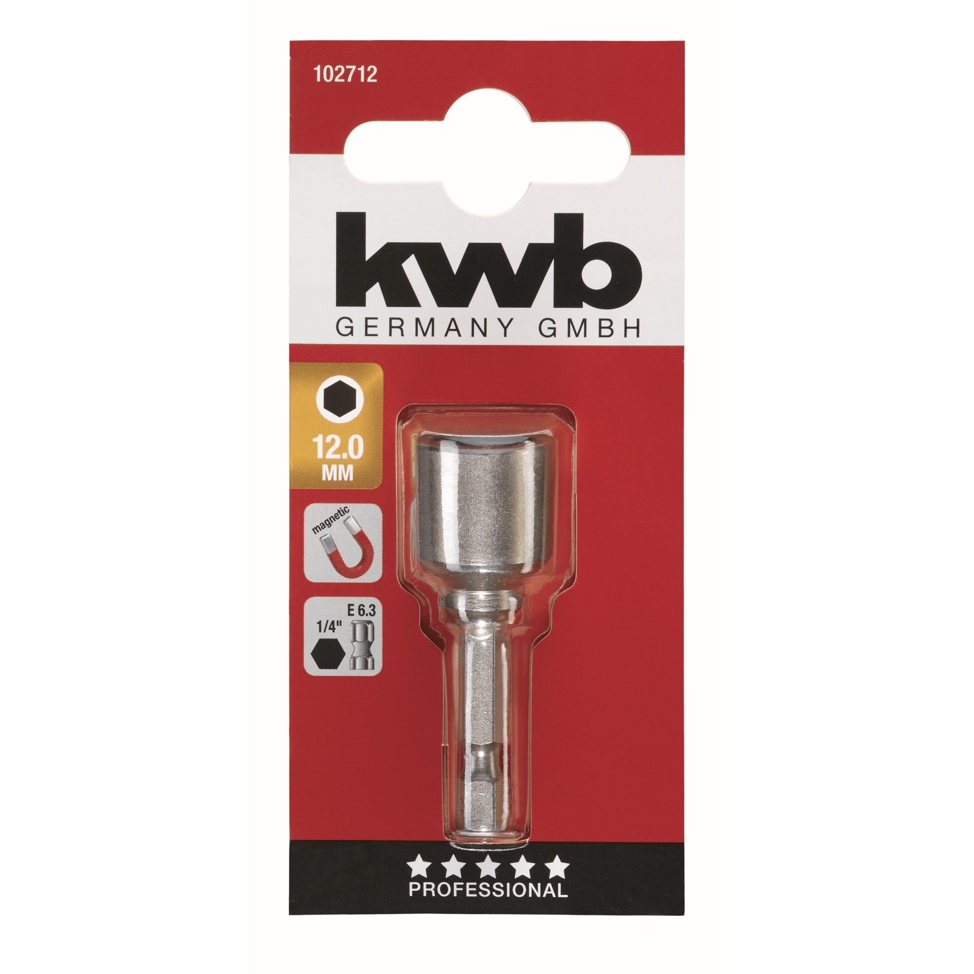 Bit tubular KWB magnetic 12 mm, hex 1/4