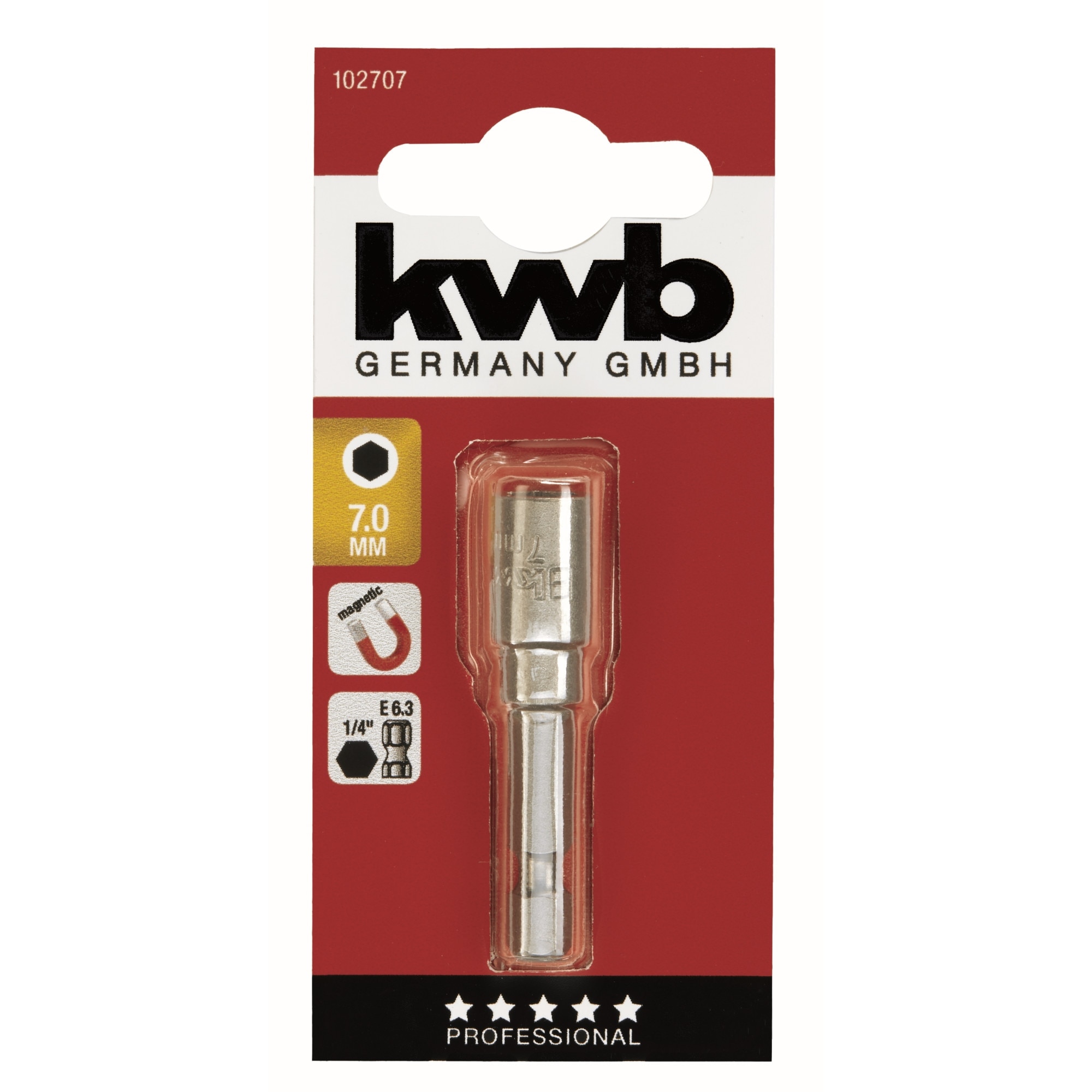 Bit tubular KWB magnetic 7 mm, hex 1/4