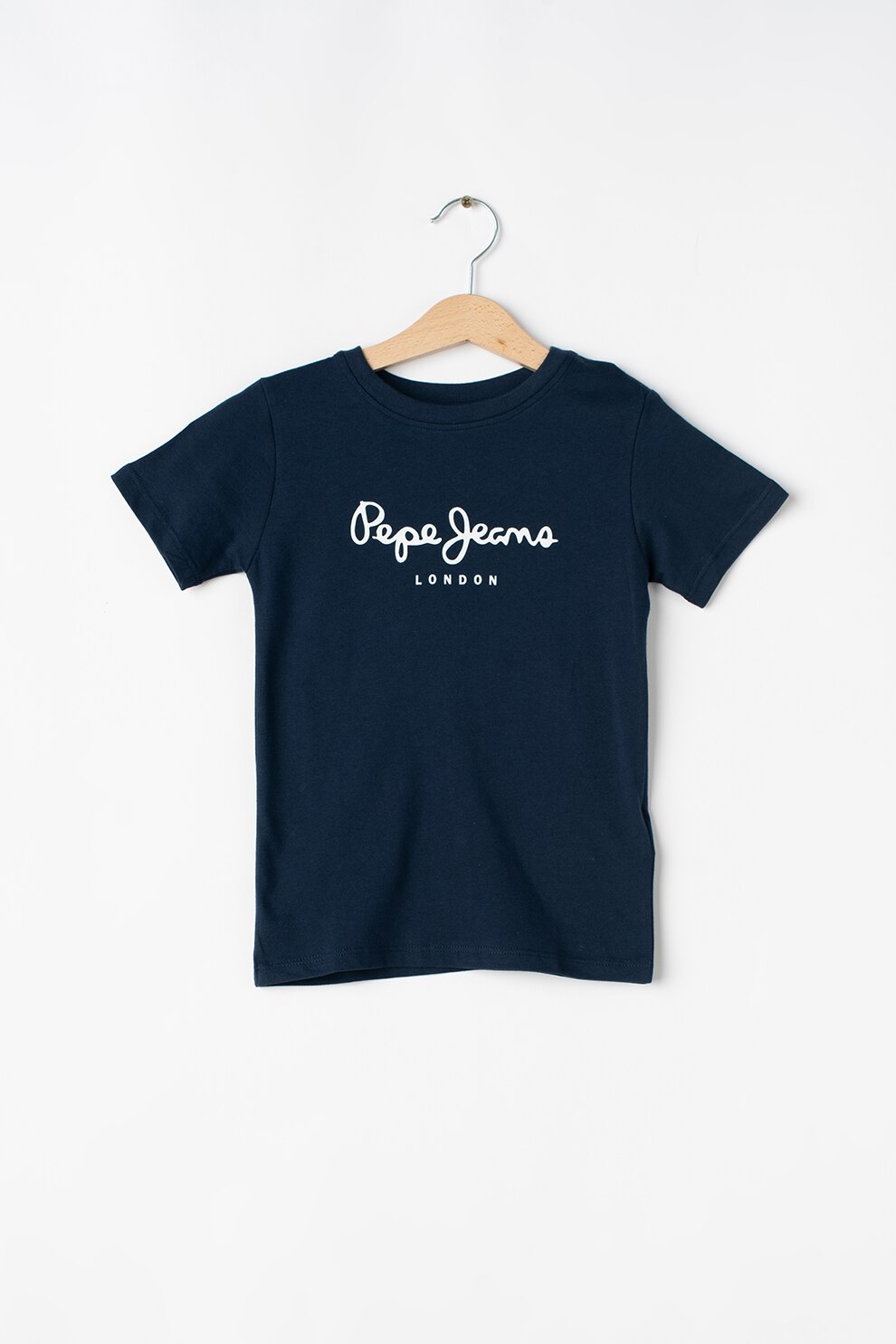 Pepe Jeans London, Tricou cu imprimeu logo Art Basic, bleumarin inchis, alb