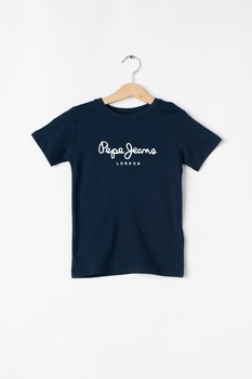 Pepe Jeans London - Art Basic logómintás póló, Sötétkék/Fehér