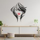 Sticker pentru perete, salon de beauty, fata cu buze rosii si par scurt, negru-rosu, 57 x 71 cm