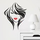 Sticker pentru perete, salon de beauty, fata cu buze rosii si par scurt, negru-rosu, 57 x 71 cm