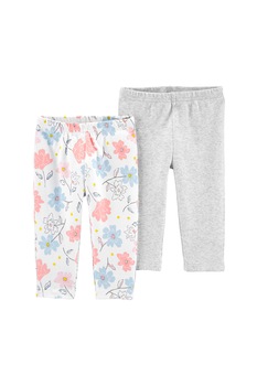 Carter's, Set de 2 perechi de pantaloni din bumbac organic, Gri deschis melange/Alb/Roz, Gri deschis melange/Alb/Roz Carter's, Set de 2 perechi de pantaloni din bumbac organic, Gri deschis melange/Alb/Roz, Gri deschis melange/Alb/Roz