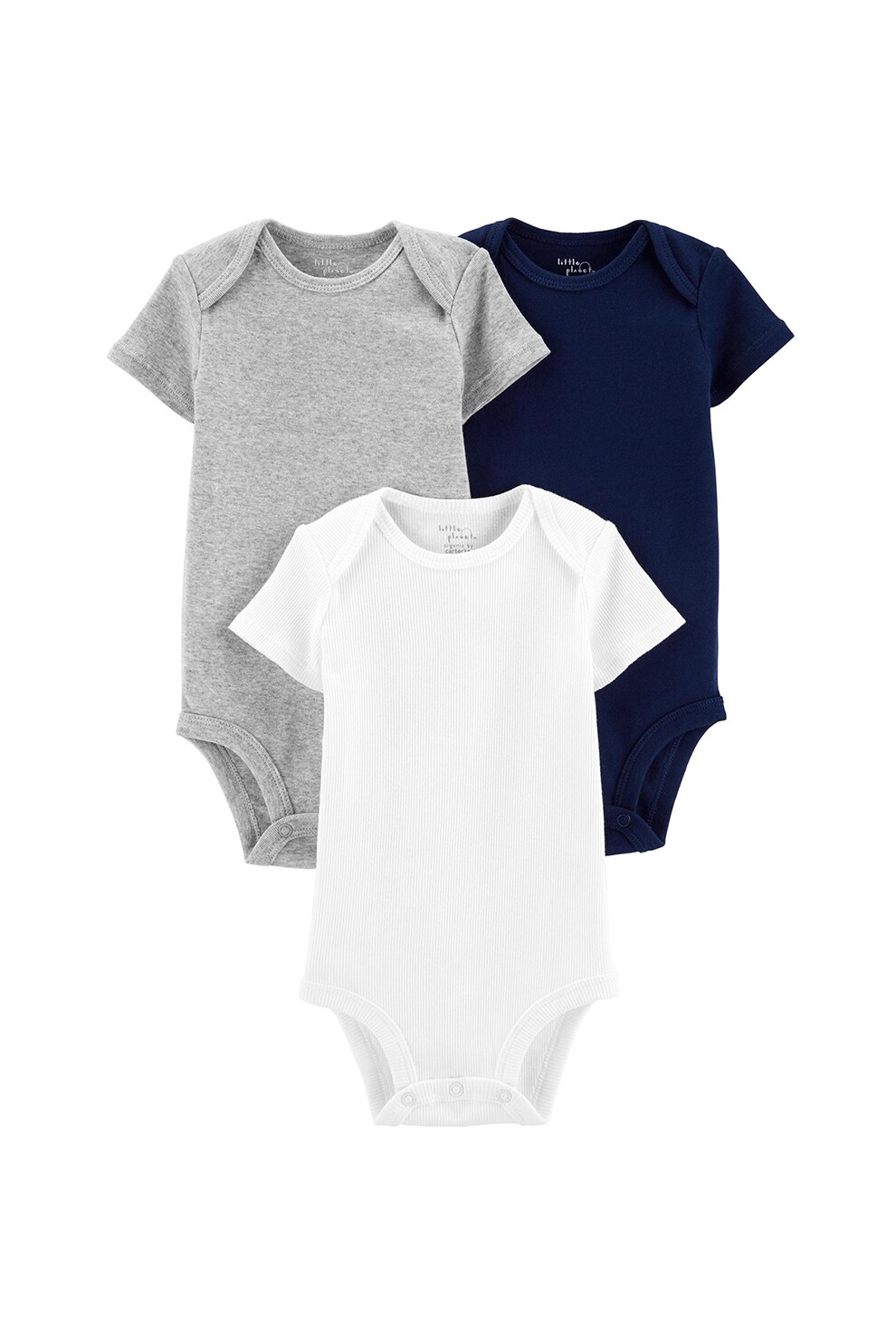 Carter's, Set de 3 body-uri din bumbac organic, Gri/Bleumarin/Alb, Gri/Bleumarin/Alb