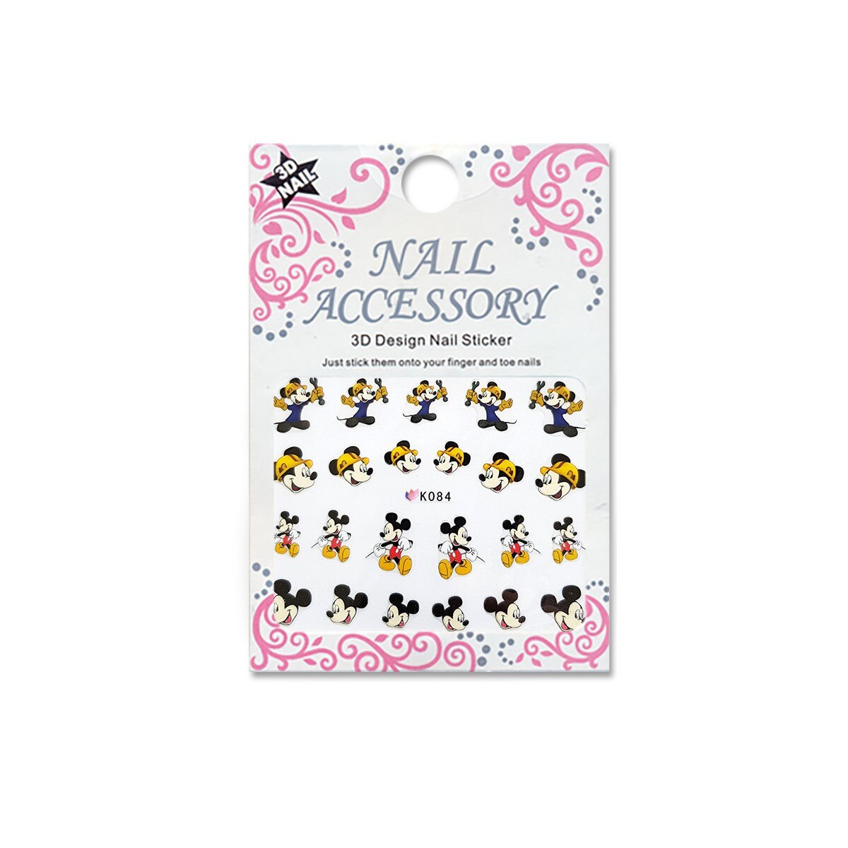 Decoratiuni cu efect acrilic 3D, MoonbasaNails, K084, Model Mickey Mouse, Multicolor