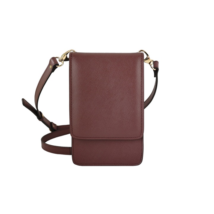 Geanta pentru coapsa sau umar, Curea Detasabila, Piele Saffiano, Mov, 17 x 11 x 4.5 cm