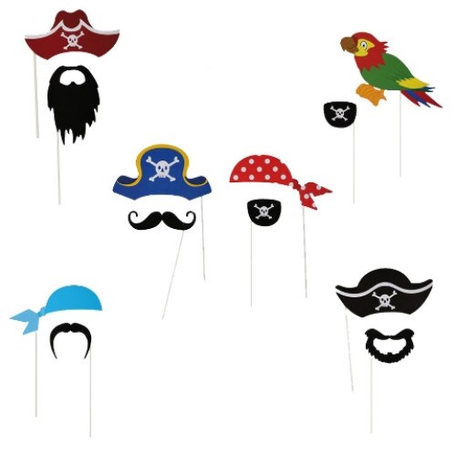 Set de 12 propsuri foto, pe bat, pirati, pentru copii