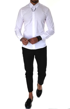 Camasa B1452, slim fit, pentru barbati, fashion, Alb Camasa B1452, slim fit, pentru barbati, fashion, Alb