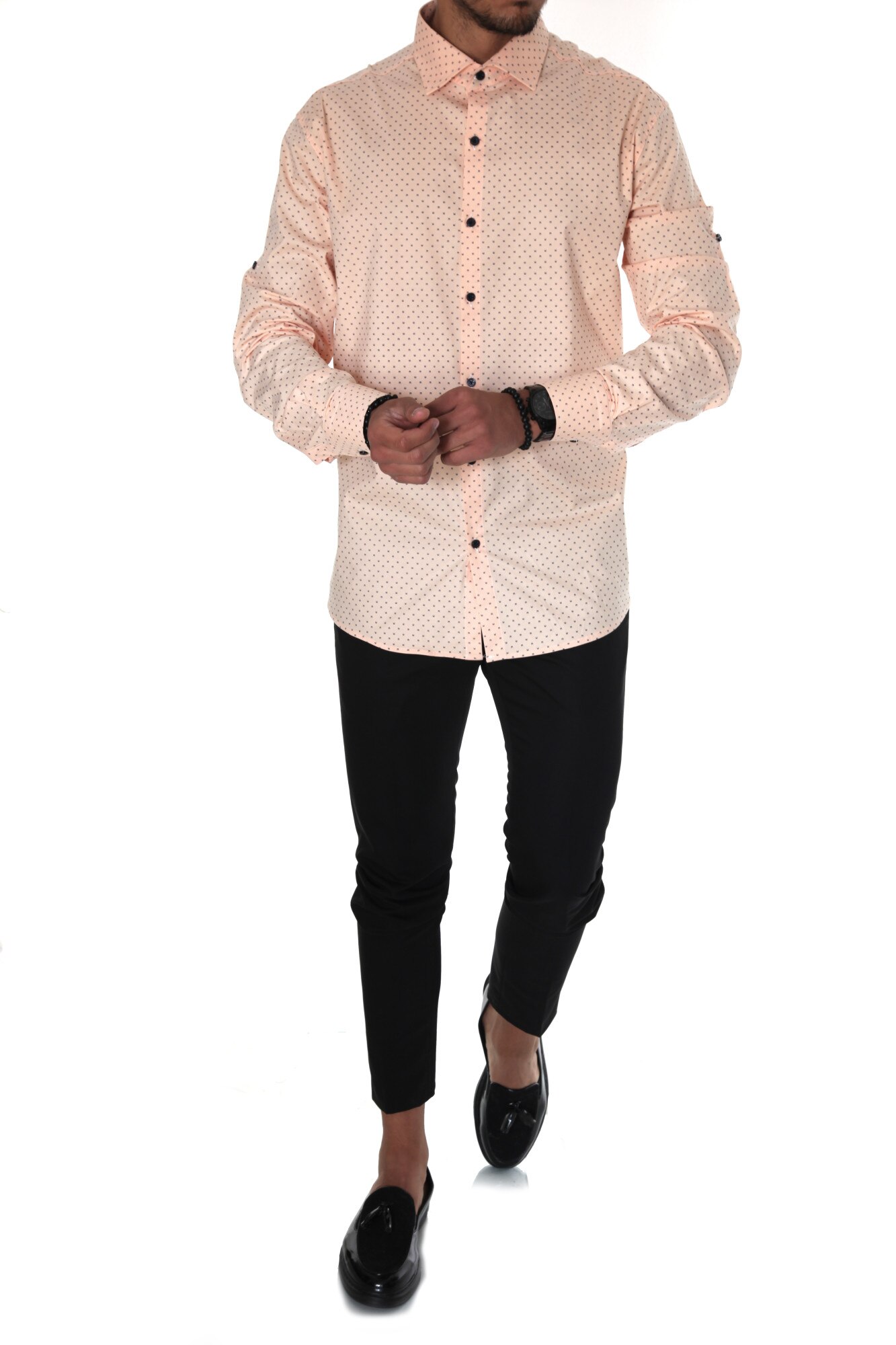 Camasa B1343, slim fit, pentru barbati, portocalie