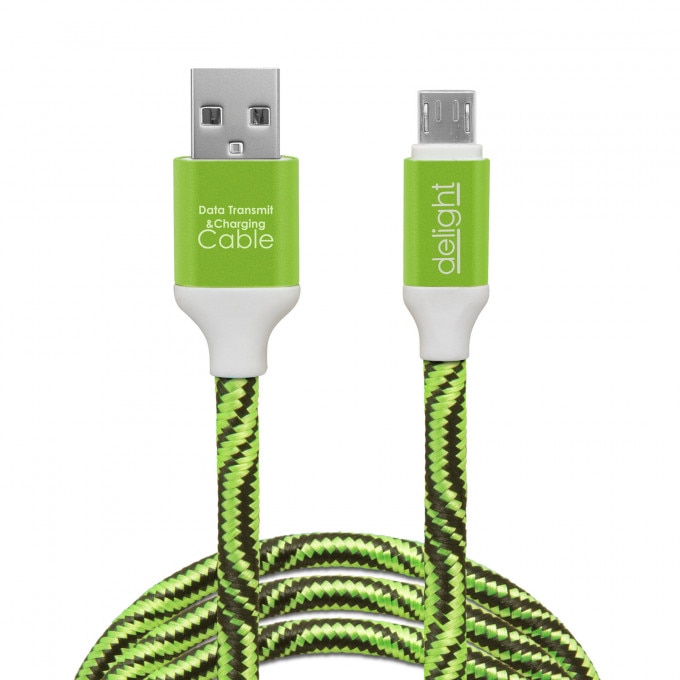 Cablu de date micro USB, Culoare:verde, Curent maxim 2A, Lungime 1m