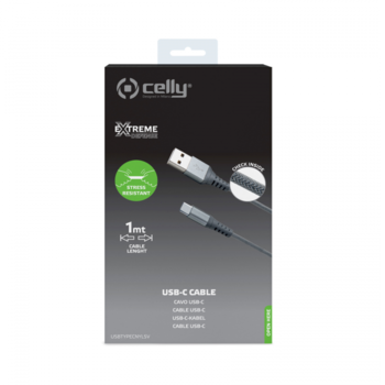 Cablu de date/incarcare Celly, USB Type-C, 1M 2 A, Argintiu Cablu de date/incarcare Celly, USB Type-C, 1M 2 A, Argintiu