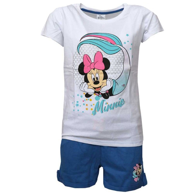 Compleu, maneca scurta, Minnie sirena, albastru