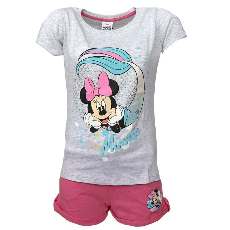 Compleu, maneca scurta, Minnie sirena, roz