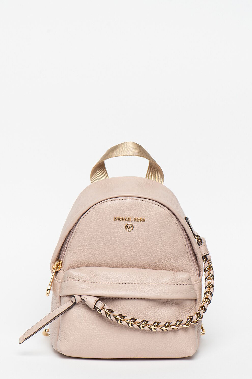 Michael Kors, Rucsac de piele cu logo metalic Slater, Roz prafuit