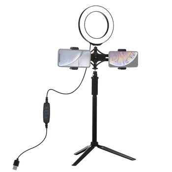 Trepied pentru telefoane mobile, extensibil, 55.5 cm, cu inel de iluminare LED, montaj universal Trepied pentru telefoane mobile, extensibil, 55.5 cm, cu inel de iluminare LED, montaj universal