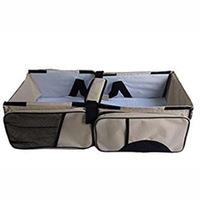 Kit de calatorie pentru bebelusi, 3 in 1, geanta accesorii, pat pliant, masuta de infasat, crem, 0 luni+