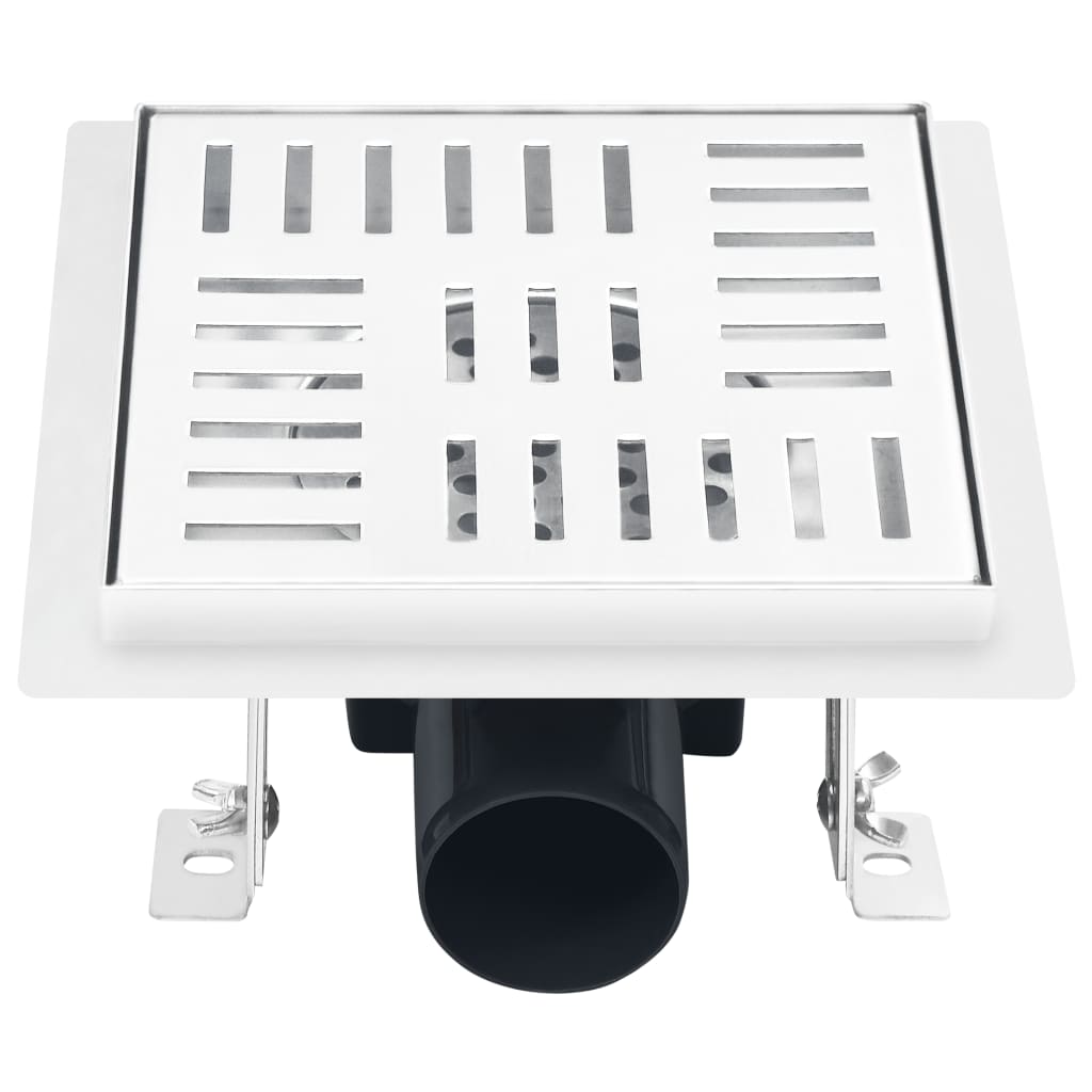 Rigola de dus cu fante verticale/orizontale, vidaXL, Otel inoxidabil, 15 x 15 cm, Argintiu