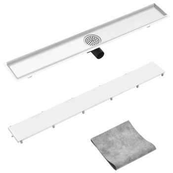 Rigola de dus cu capac 2 in 1, vidaXL, Otel inoxidabil, 93 x 14 cm, Argintiu Rigola de dus cu capac 2 in 1, vidaXL, Otel inoxidabil, 93 x 14 cm, Argintiu